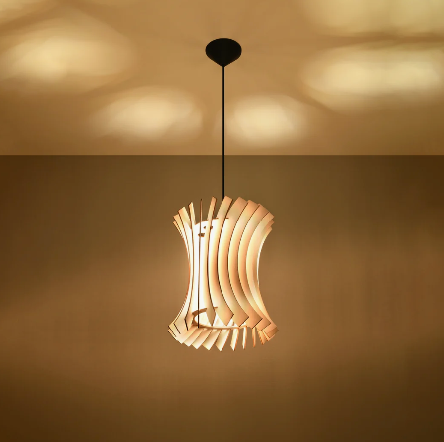 Lampe pendante Courbe en bois
