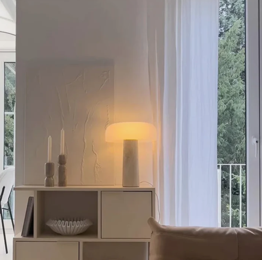 Lampe en Pierre Naturel Aesthétique Blanche